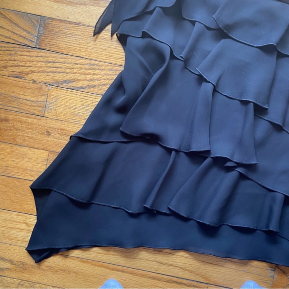 Vintage rampage 90s made in USA black ruffled asymmetrical grunge tank top - Picture 2 of 7